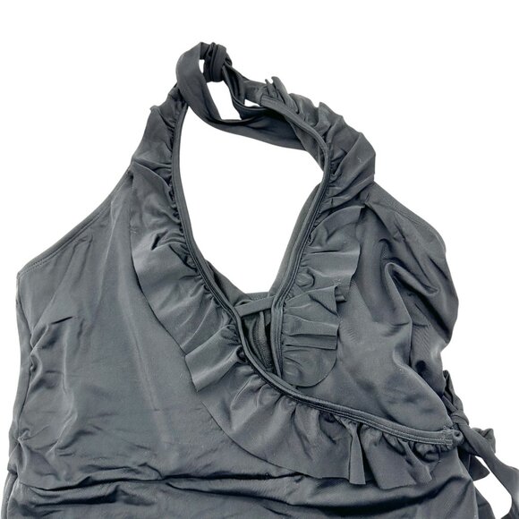 Swimsuits For All Womens Size 18 One-Piece Swimsuit Black Halter Swimwear NWOT - Picture 4 of 8